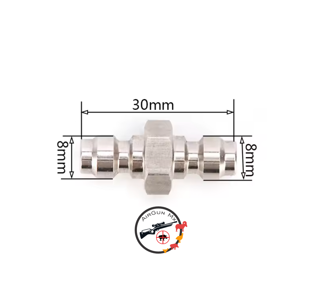Quick Fill 8MM / Enchufe macho de doble extremo de acero inoxidable