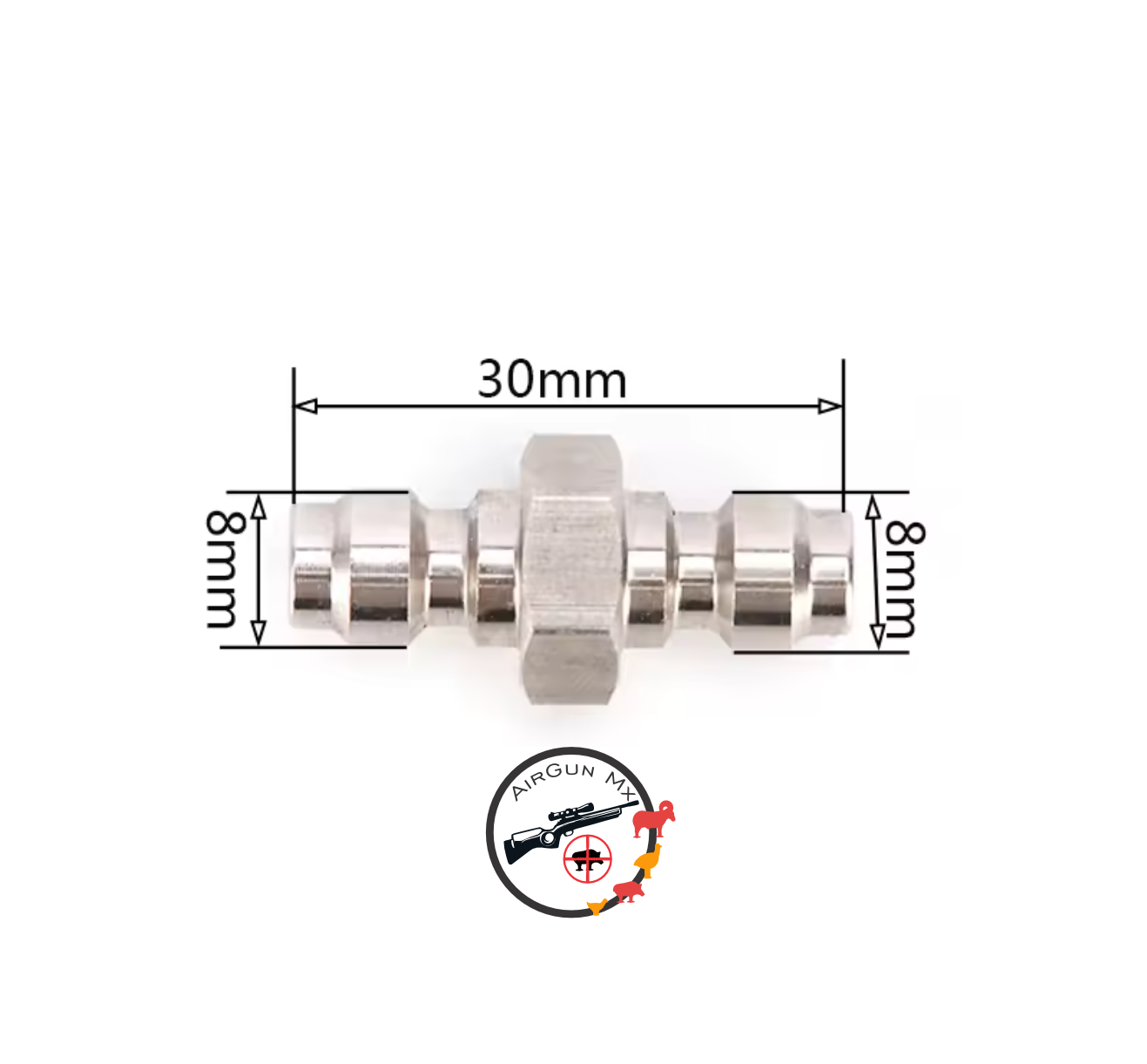 Quick Fill 8MM / Enchufe macho de doble extremo de acero inoxidable